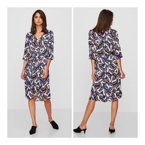 Vero Moda Floral Print Blue Multi Midi Dress Size Medium NWT